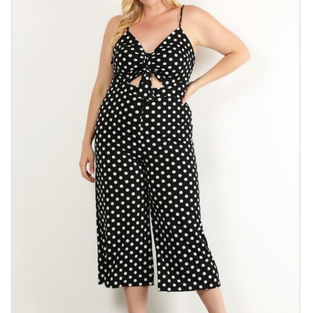 🖤Plus Size Polka Dot Bustier Palazzo Jumpsuit